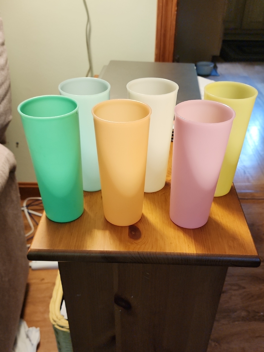 6 Vintage Tupperware Ice Tea Plastic Cups Great Condition